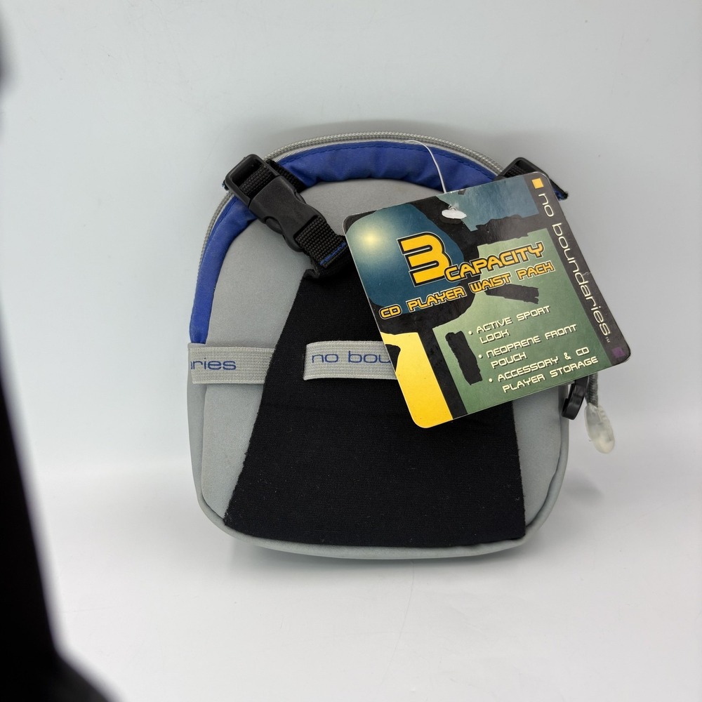 VTG No Boundaries CD Player Waist Pack Bag Gray Blue Neoprene Soft Case‎ Tagged